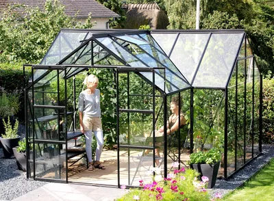 Obrázek produktu pro Skleník Vitavia Sirius skleněný 3 mm 383 x 383 cm černý vč. základového rámu