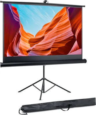 Produktbild von Pyle Projektorleinwand 100 Zoll – 16:9 HD 4K Beamer Rollo-Leinwand mit Stativ & Schwarzem Rahmen, Höhenverstellbar, Tragbar mit Tasche
