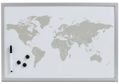 Produktbild von Zeller Magnet-/Schreibtafel "World", alugrau, 60 x 40 cm, 11573