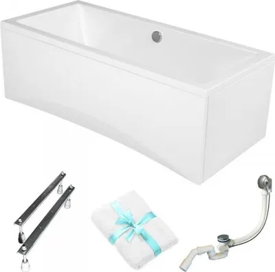 Produktbild von Cersanit | Badewanne - Rechteckbadewanne Intro - 170x75 Cm - Mit Weißer Verkleidung - Siphon Inklusive - Regulierbare Füße