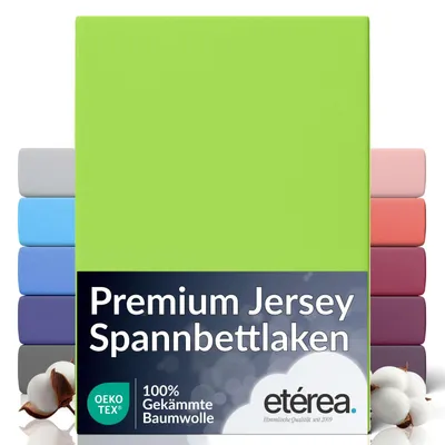 Zdjęcie produktu dla etérea, prześcieradło na elastycznym ściągaczu, bawełna, 180x200 - 200x200 cm, kolor: jabłkowa zieleń – Elastyczne prześcieradło z bawełny, z gumką wszytą po obwodzie, nie wymaga prasowania i posiada certyfikat OEKO-TEX