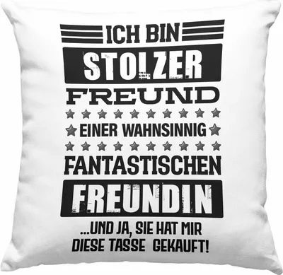 Produktbild von Trendation - Geschenk für Freund von Freundin Deko-Kissen mit Füllung 40x40 Lustig Geburtstag Weihnachten Lustig Stolzer Freund (Blau)