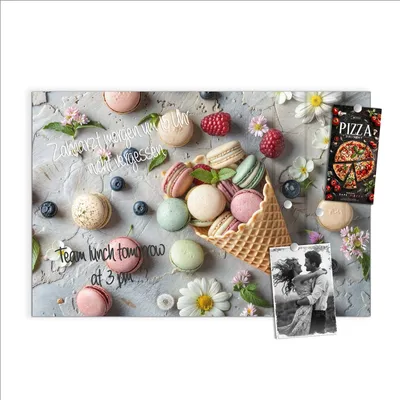 Produktbild von Magnettafel 90x60cm Pinnwand Whiteboard beschreibbar - Macarons im Sommer