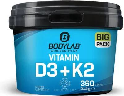 Produktbild von BODYLAB BIG PACK Vitamin D3 + K2 - 360 Kapseln