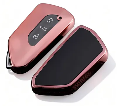 Image de Coque de protection pour clé de voiture, en TPU, finition brillante, couleur rose (D-Pink), compatible avec les modèles VW Golf 8, Seat Leon MK4 et Skoda Octavia