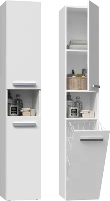 Produktbild von Badezimmerschrank NEL III Säulenregal weiß mit Korb
