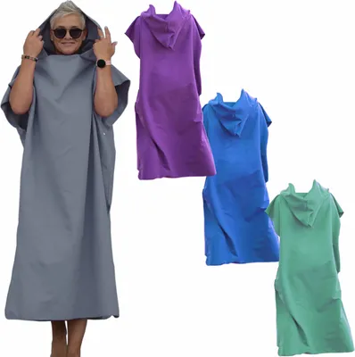Produktbild von HEKERS Badeponcho Surfponcho aus Mikrofaser Badeponcho Umziehhilfe Strand Umkleidehilfe, Kapuze, Druckknöpfe, Mit Kapuze Poncho 3118