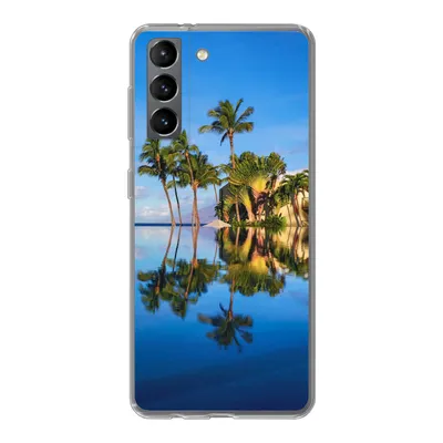 Produktbild von MuchoWow® Handyhülle Schutzhülle Hülle für Samsung Galaxy S21 Am Wailea Beach in Hawaii spiegeln sich die Palmen im Wasser Silikon Softcase Handy Hülle - Softcase