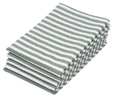 Produktbild von 5er Set Geschirrtücher gestreift, 100% Baumwolle, 50x70 cm, dunkelgrün-weiß-gestreift