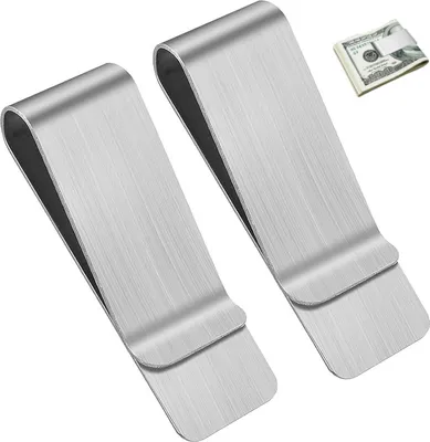 Immagine prodotto di Portasoldi Slim con 2 clip, portafoglio per banconote e carte di credito per uomo e donna, argento