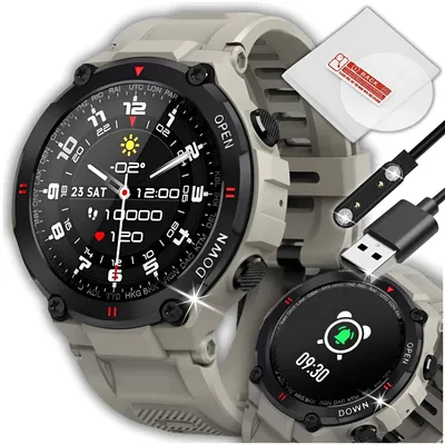 Zdjęcie produktu dla Smartwatch Męski Zegarek Militarny Rozmowy Kroki Ciśnienie Tętno Sen +Szkło