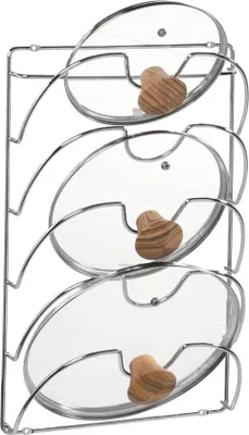 Image de Étagère de cuisine chromée 274 x 97 x 425 cm pour ranger les couvercles de casseroles