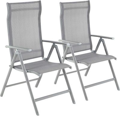 SONGMICS Gartenstuhl (2 St),8-fach verstellbare Rückenlehne,Campingstuhl grau