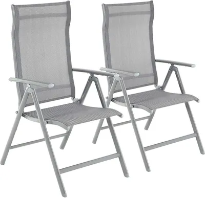 Produktbild von SONGMICS Gartenstuhl (2 St),8-fach verstellbare Rückenlehne,Campingstuhl grau
