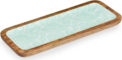 Immagine prodotto di Centrotavola bianco marrone foglia verde di pianta 38 x 15 cm