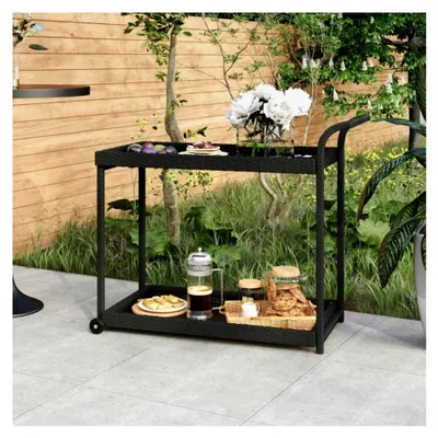 Produktbild von Barwagen Schwarz 100x45x83cm aus Polyrattan