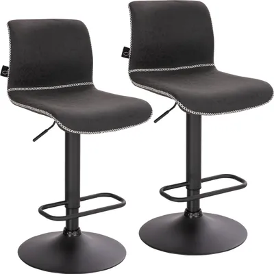 Produktbild von SVITA ALFIE Barhocker 2er Set höhenverstellbar mit Lehne Kunstleder Schwarz