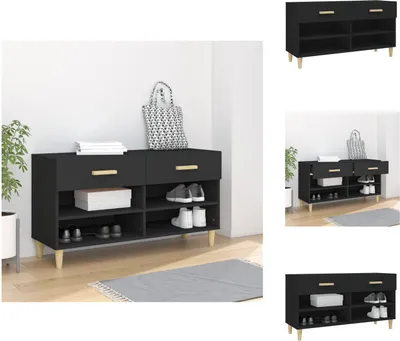 Produktbild von vidaXL Schuhschrank Schwarz 102x35x55 cm Holzwerkstoff -  Schuhregale & -schränke