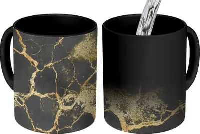 Produktbild von MuchoWow® Zauber Tasse Zaubertasse Magic Marmor - Gold - Schwarz 350 ml Farbwechsel Becher Geschenk Geschenkidee - Magic-Tasse - Fototasse - Keramiktassen - Bilder - Tasse Kaffee - Getränkbecher - Kaf