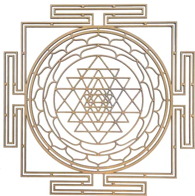 Produktbild von Sri Yantra mit Labyrinth Wanddekor aus Holz ca. 41cm x 41cm