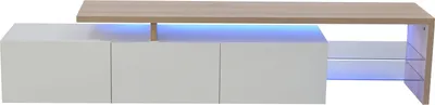 Produktbild von ProximaX TV-Schränke – Länge 200 cm – mit LED-Beleuchtung – Modernes TV Lowboard Fernsehschrank für Wohnzimmer – Weiß/Natur