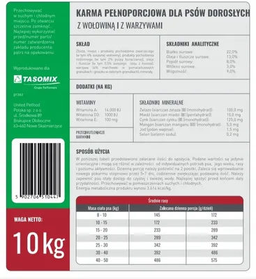 Zdjęcie produktu dla Cztery Łapy Premium wołowina z warzywami 10kg