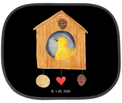 Produktbild von Mr. & Mrs. Panda Auto Sonnenblende Vogelhaus Home - Schwarz - Geschenk, Sonnenschutz für Autoscheiben, Sweet, autofenster, Hausbau, Lustige Sprüche, Vogel, Haus
