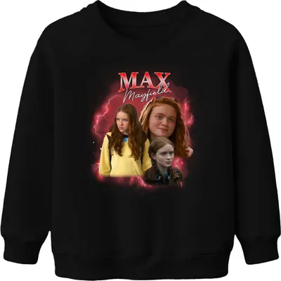 Immagine prodotto di Max Mayfield Stranger Maxine Fan Gift Vintage Retro 90s Bootleg Unisex Bambini Felpa Pullover, Nero, 104