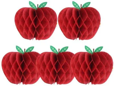 Immagine prodotto di Decorazioni in carta a nido d'ape per feste (set da 5 pezzi, rosso)