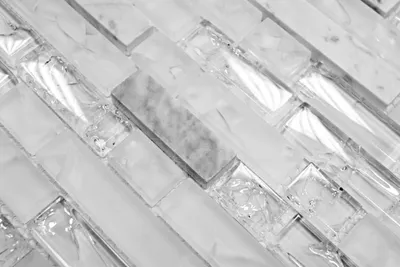 Produktbild von Handmuster Mosaikfliese Transluzent weiß Verbund Glasmosaik Crystal Stein weiß MOS87-V1311_m