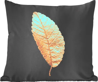 Produktbild von MuchoWow® Zierkissen Sofakissen Wohnzimmer Dekokissen 45x45 cm Schwarz und Gold - Blätter - Schwarz - Pflanzen - Luxus - Schlafpolster - Polster für das Sofa