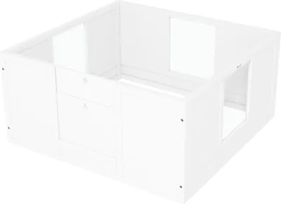 Produktbild von Welpenbox für kleine und mittelgroße Hunde, Hunde-Wurfbox mit anpassbarem Eingang, rutschfesten Fußpads, Weiß