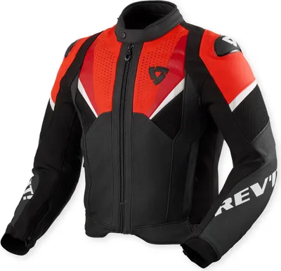 Produktbild von Revit Automate perforierte Motorrad Lederjacke, schwarz/neon-rot, 46