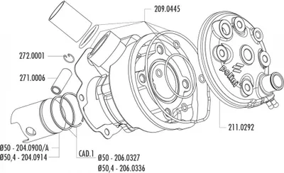 Obrázek produktu pro Sada pístů Polini Sport 74cc 50,4mm pro Minarelli AM6