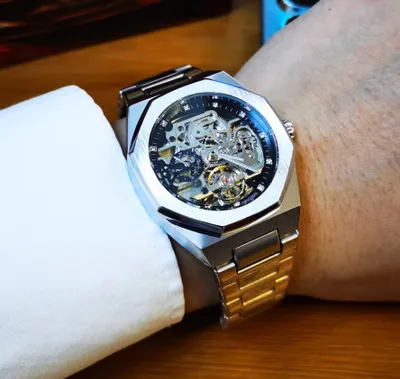 Produktbild von Automatik Herrenuhr für Herren im AP Royal Oak Stil Edelstahl Armband Silber