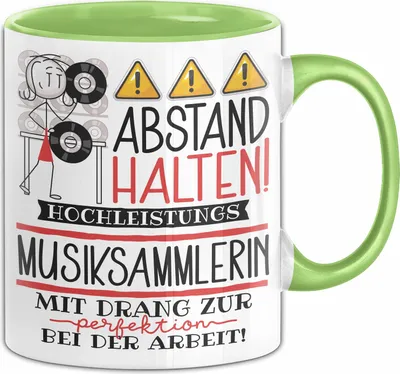 Produktbild von Musiksammlerin Tasse Geschenk Lustig Abstand Halten Hochleistungs-Musiksammlerin Mit Drang Zur Perfektion Bei Der Arbeit (Grün)