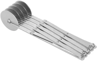 Imagen del producto de Ibenzoa® Cortador de masa profesional de acero inoxidable con 5 ruedas, anchura de corte ajustable, ideal para pizza, pan, pasteles y productos de repostería, para cortes uniformes