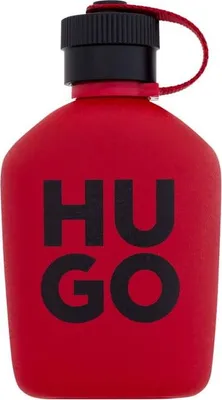 A red bottle of Hugo Boss Hugo Intense Eau de Parfum.