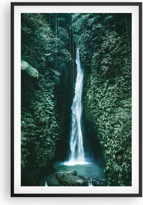 Produktbild von Gerahmtes Poster - Schwarzer Rahmen - Tropen Wasserfall Dschungel - 61x91,5 cm - Wand Bild - Wanddeko - Wandbilder - Kunstposter - Wandposter - Bilderrahmen - Bilder - Kunstdruck - P2BPA61x91-5103