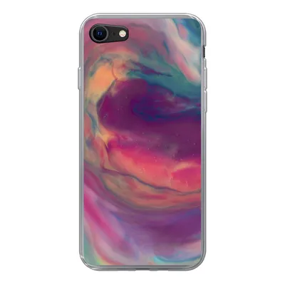 Produktbild von MuchoWow® Handyhülle Schutzhülle Hülle für iPhone 7 Flüssig - Rosa - Türkis - Abstrakt Silikon Softcase Handy Hülle - Kartenhalter