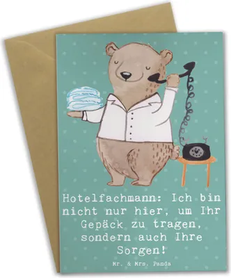 Produktbild von Mr. & Mrs. Panda Glückwunschkarte Hotelfachmann Sorge - Meeresbrise - Geschenk, Berufe, Grußkarten, einladungskarten, Beruf, Kommunikation, Geschenke für Berufstätige