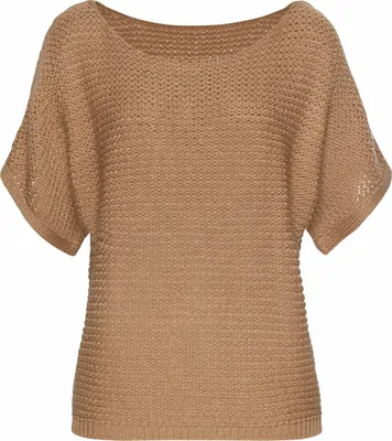 Produktbild von LASCANA Kurzarmpullover camelfarben Größe 36/38