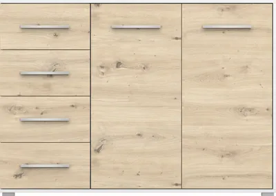 Obrázok produktu pre Komoda príborník Príborník do spálne vysoká doska 135 cm (Artisan/sivá) s 2 dvierkami a 4 zásuvkami FRIDA 01