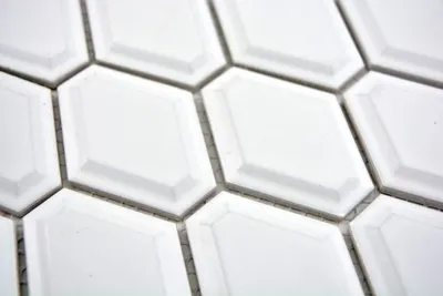 Produktbild von Handmuster Mosaik Fliese Keramik Diamant Metro weiß matt Fliesenspiegel Küche MOS13MD-0111_m