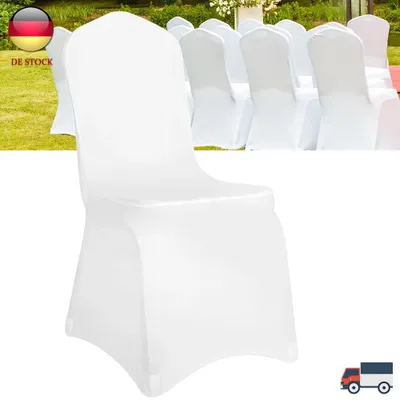 Obrázek produktu pro Potah na židle – elastický model – Elastan/polyester – jednobarevný – vhodný pro svatby, oslavy, hotely a bary – sada 10/20 kusů – bílý