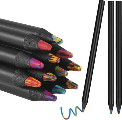 Produktbild von Kunststoff-Tintenstifte - HB-Tintenstifte - 12 Stück Regenbogen-Tintenstifte - Farbkreid für Erwachsene und Kinder - Kunstbedarf - Präparierte Regenbogen-Tintenstifte - Füllmaterial für Party-Tüten