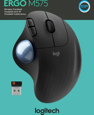 Obrázek produktu pro Logitech ERGO M575, Pro praváky, Trackball, RF bezdrátové + Bluetooth, 2000 DPI, Grafit
