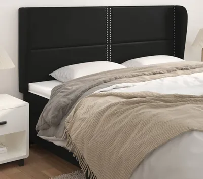 Produktbild von Design Möbel Kopfteil mit Ohren Schwarz 203x23x118/128 cm Kunstleder - 2024 Neu