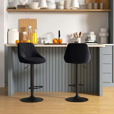 Immagine prodotto di Sgabello da bar - Sedia da bar - Sedia da bistrot - Sedia da cucina - Sgabello - Altezza regolabile da 83 a 104 cm - Struttura in metallo nero