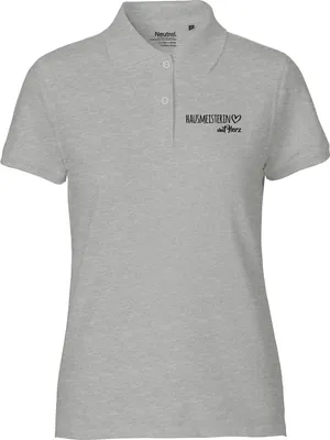 Produktbild von Huuraa Damen Polo Shirt Hausmeisterin mit Herz M Sport Grey Bio Baumwolle Fairtrade Poloshirt Geschenkidee